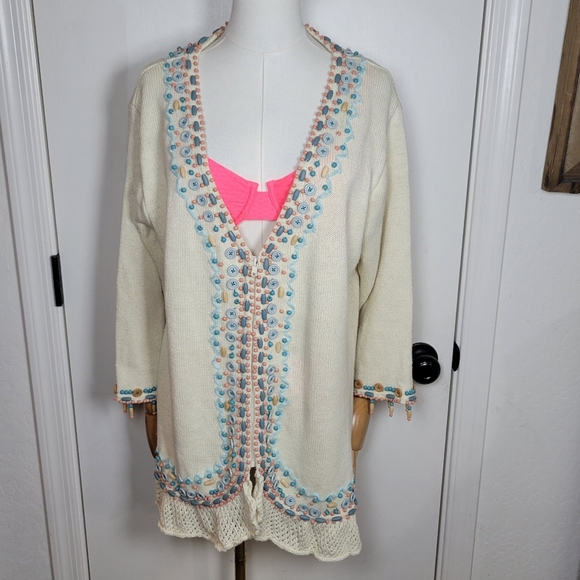 Storybook Knits Coastal Cardigan / Beach Swim Coverup Size Large - Picture 2 of 13